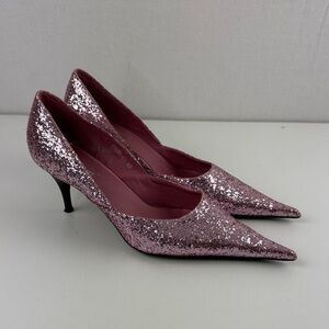 Miz Mooz Elegant Cinderella Pink Glitter Heels